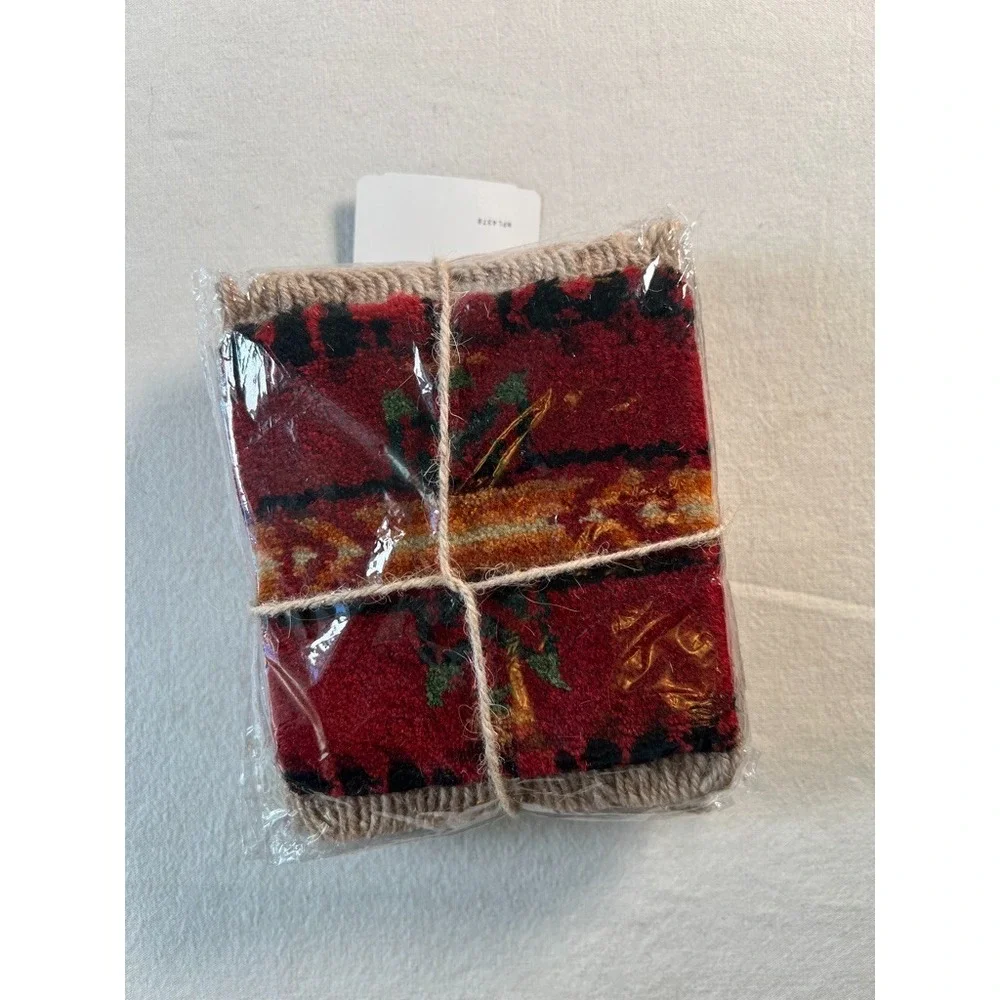 New Vintage Pendleton Set of 4 Woven Loomed Wool Coaster Rug Matts 6